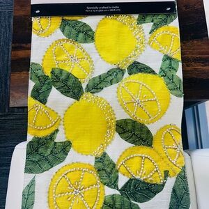 Lemon Beaded Print Table Runner